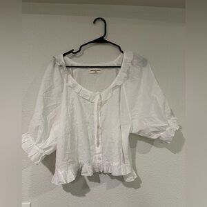 Sonderhaus white ruffle blouse